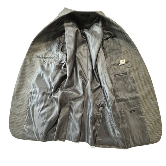 John Varvatos Blazer Sport Coat Men 40L Gray Wool Plaid Jacket Two Button USA - Picture 12 of 16